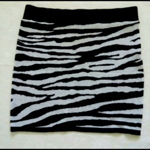 Zebra print sweater knit mini skirt